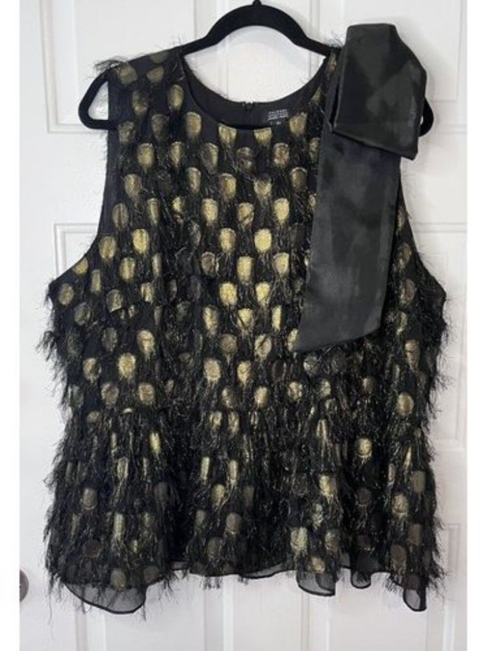 Halogen Tunic Tank Top Plus Size 3X Gold Sparkle Eyelash Fringe Cocktail Party